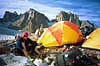 Camp on moraine between Sacagawea and Helen Glaciers