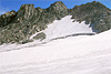 Descend to Sacagawea Glacier from the rocky boundary of Upper Fremont Glacier