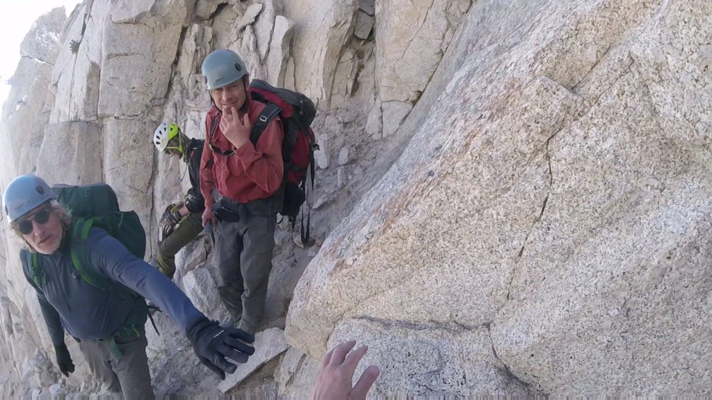 Descending North-Eastern couloir of mt. Mills. Left to right: Sergey Los, Alexei Tumanov, Alexander Bukreyev.